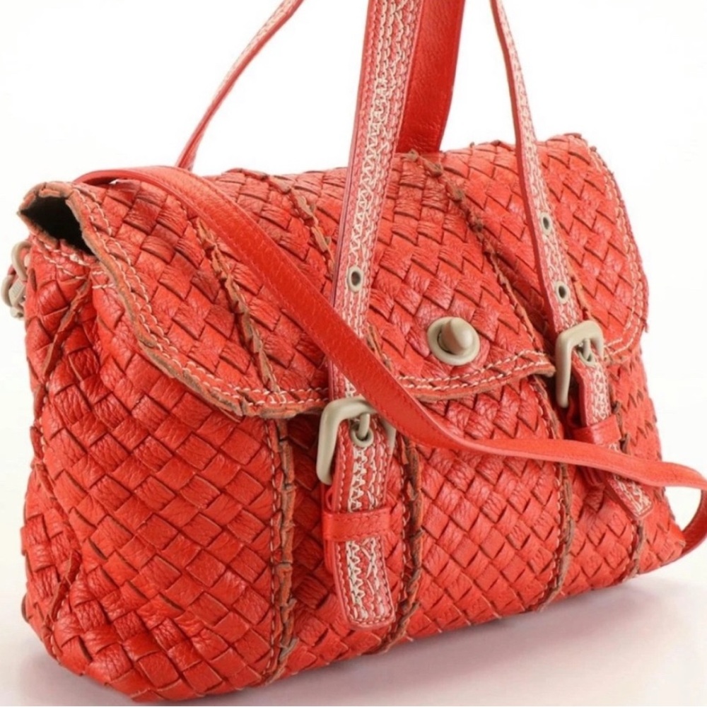 BOTTEGA INTRECCIATO SMALL WEAVE LEATHER 2-WAY SATCHEL BAG TOTE - Picture 8 of 8